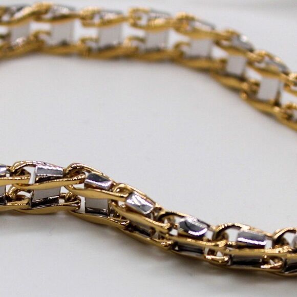 14K Two-Tone 8.5" Fancy Link Men’s Bracelet – 7.5mm, 34.1g, Hand-Polished - Picture 9 of 16